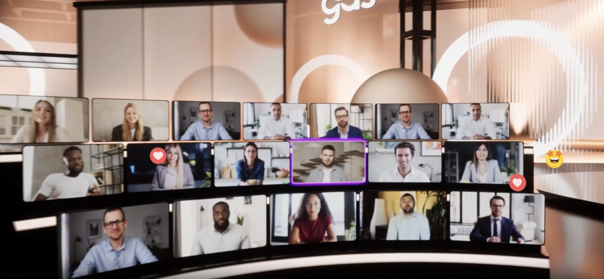 GDS interactive digital audience wall with senior executives